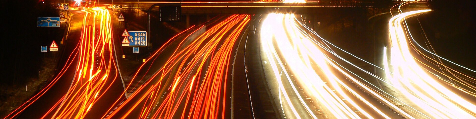 Junction 15 M4 by night, Swindon At 19.16 this is still drivetime and traffic is fairly heavy in both directions on the main road link between London and the damp bits of the Celtic fringes.