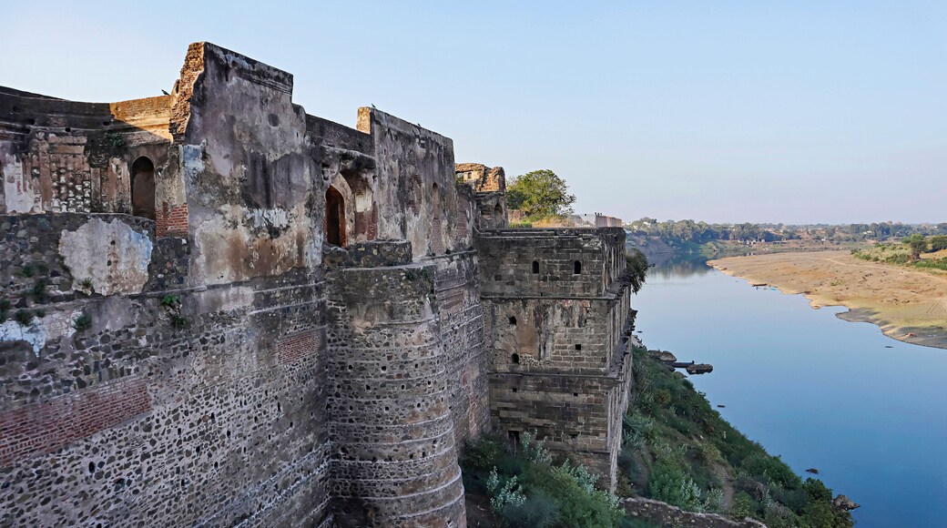 Rear View of Shahi Palace With Tapi River, It was Built by Adil Khan II in 15th Century, Burhanpur, Madhya Pradesh, India.