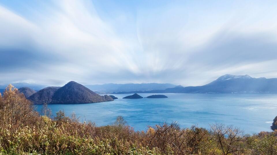 Lake Shikotsu at Shikotsu Toya National Park in Hokkaido.