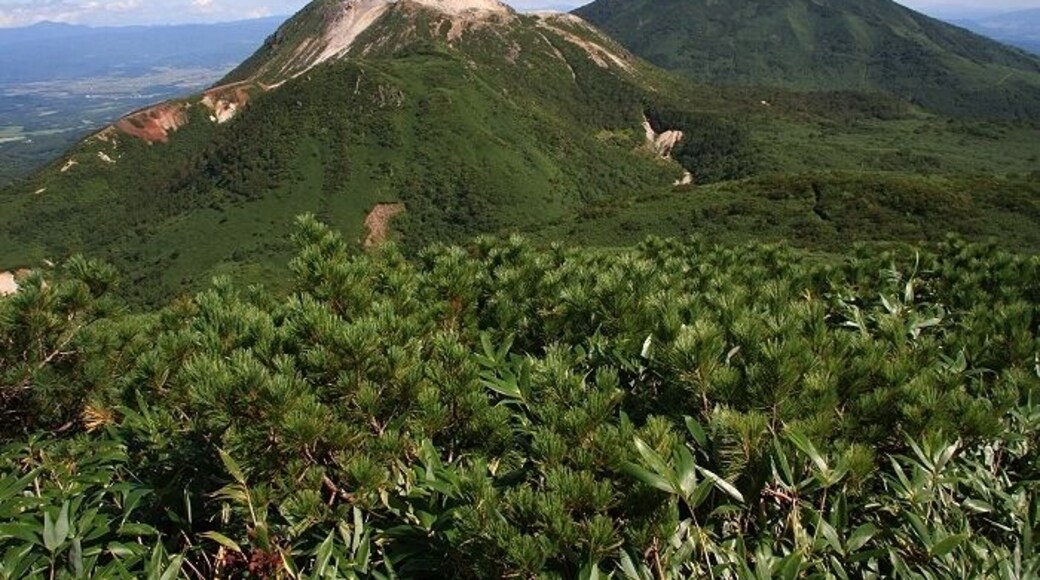 The East side of Mount Iwaonupuri (on the left) and Mount Niseko-Annupuri (in the far right) seen from Mount Nitonupuri.