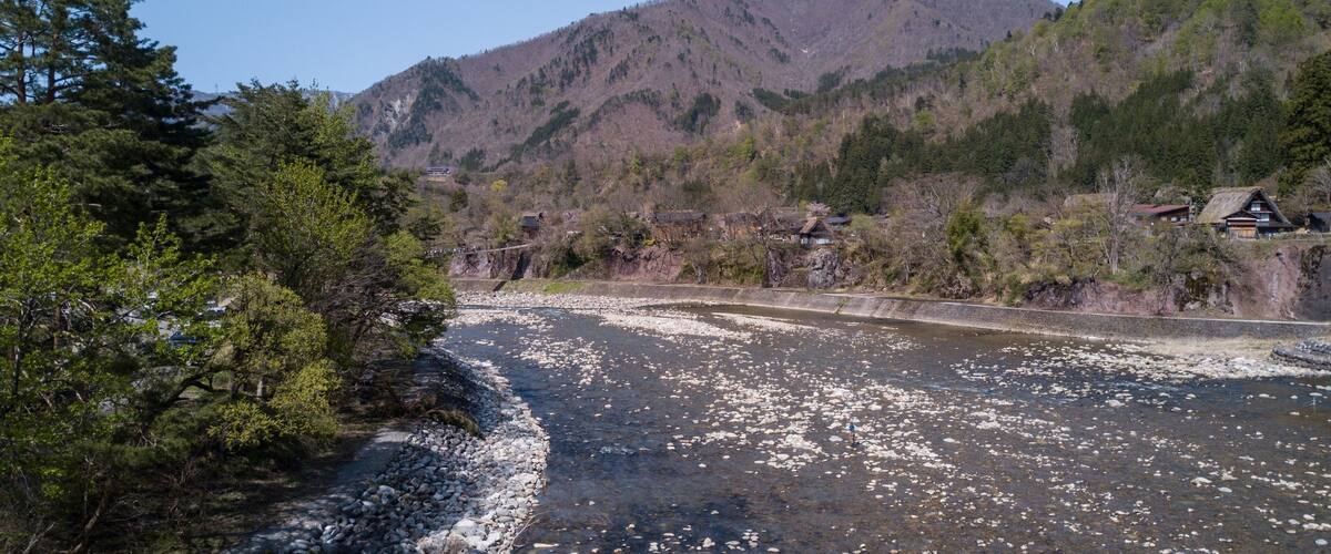 View of Shirakawa-go. UNESCO village in the Japanese Alps.