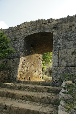 Nakagusuku Castle in Kitanakagusuku and Nakagusuku, Okinawa prefecture, Japan.