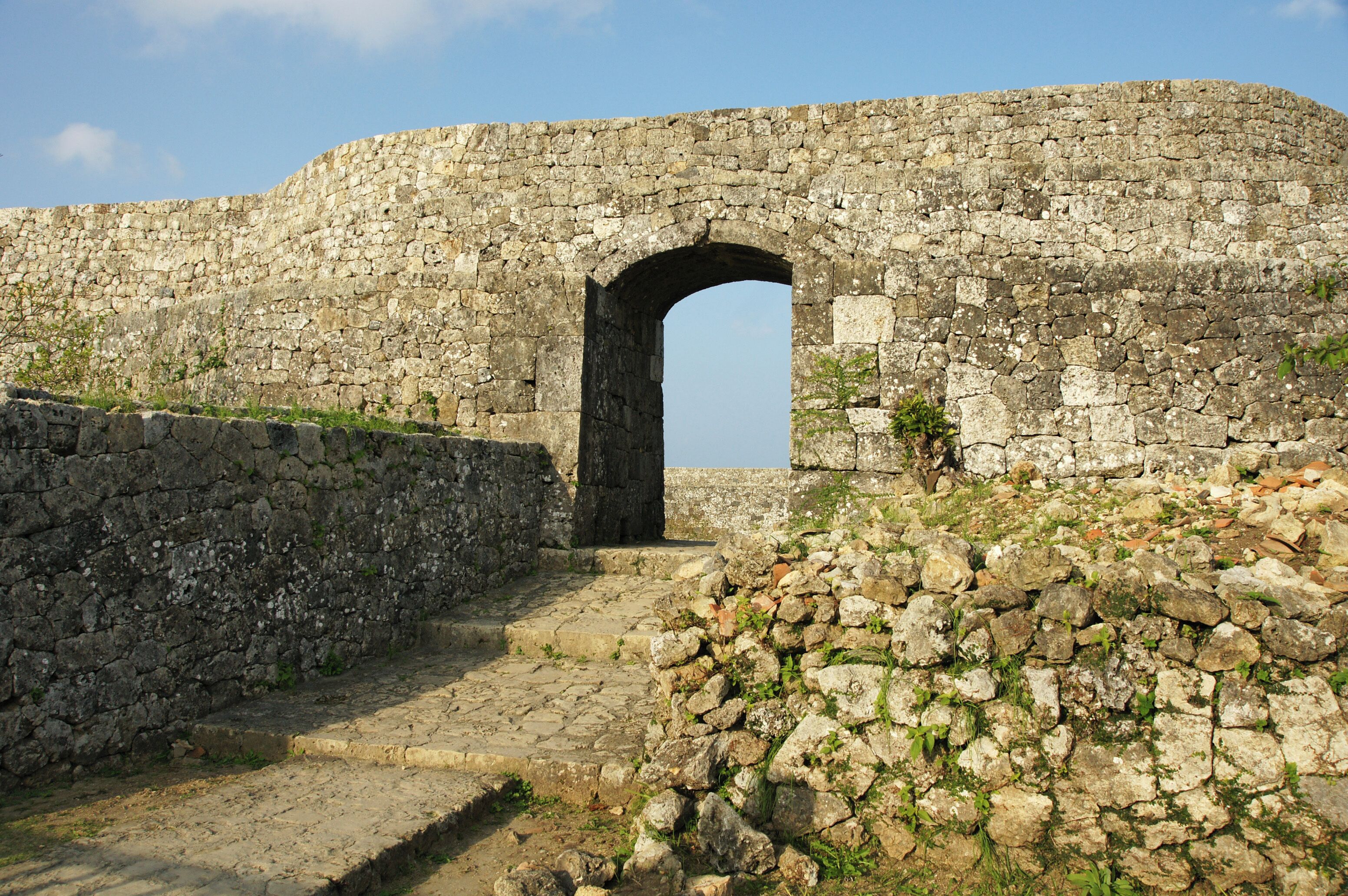 Nakagusuku Castle in Kitanakagusuku and Nakagusuku, Okinawa prefecture, Japan.