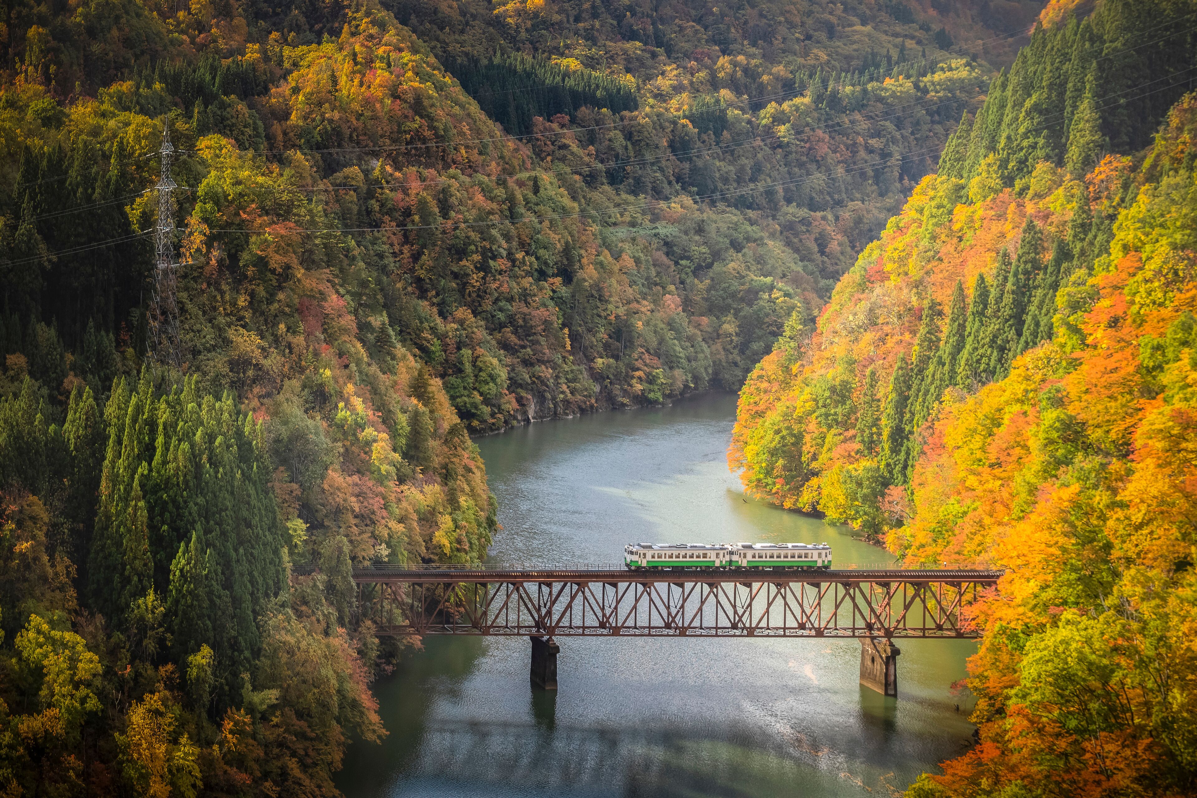 Tadami line at Mishima town , Fukushima in autumn