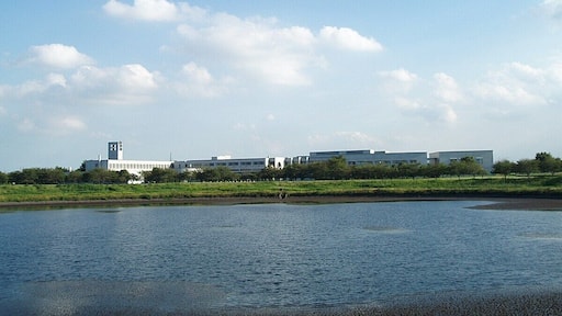 Toyo University Itakura Campus, located in Itakura Town, Gunma Prefecture, Japan, viewed from the north (Izumino Park)