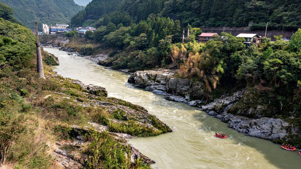 Rafting at Yoshino river in Tokushima, Japan