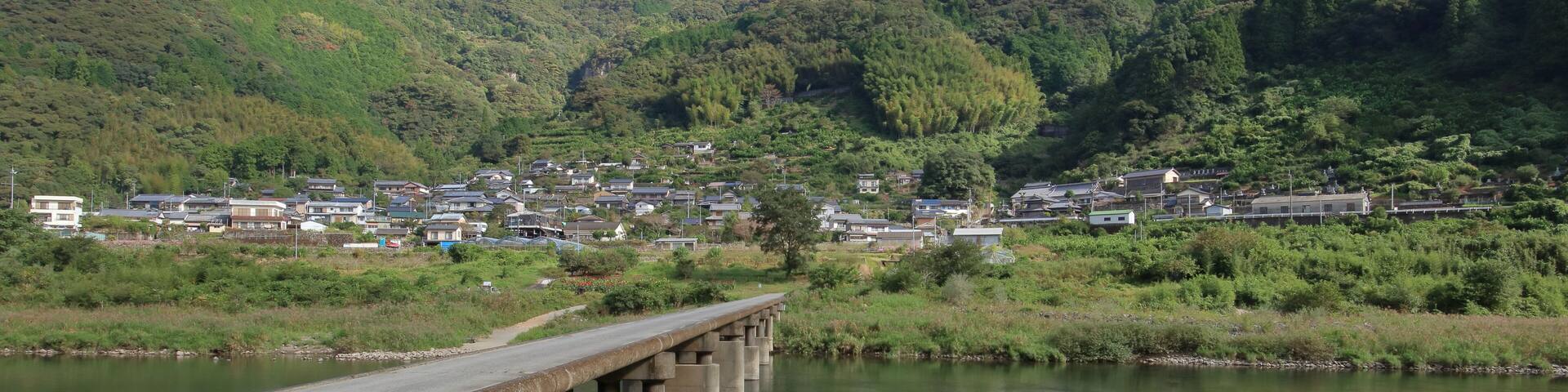 浅尾沈下橋 秋の空 (高知県 越知町 あそおちんかばし)