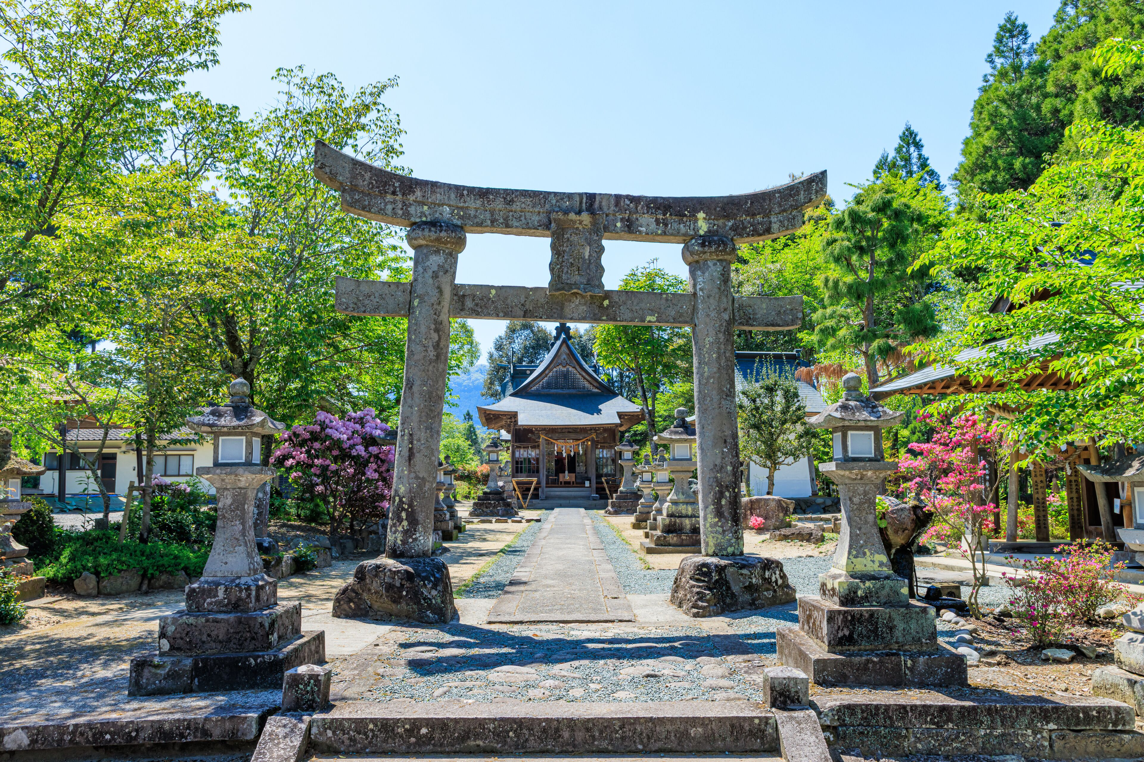 初夏の嵐山瀧神社　大分県玖珠郡　Arashiyama Taki Shrine in early summer. Oita Pref, Kusu County.