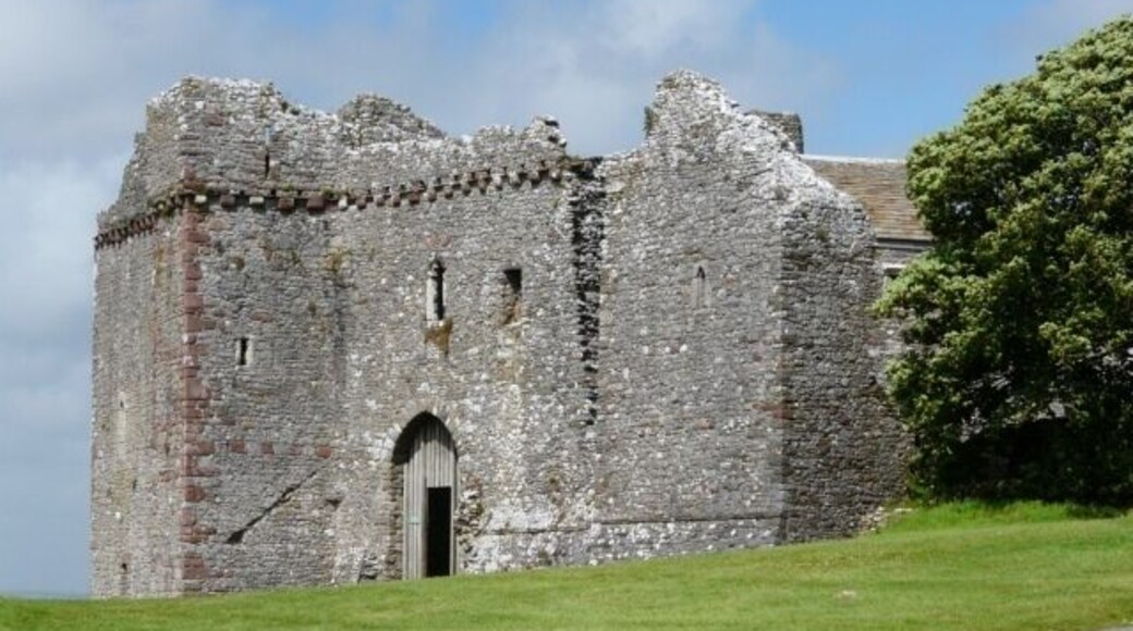 The west face of Weobley Castle. Weobley Castle is a fortified manor house on the Gower peninsula, Wales, UK in the care of Cadw.