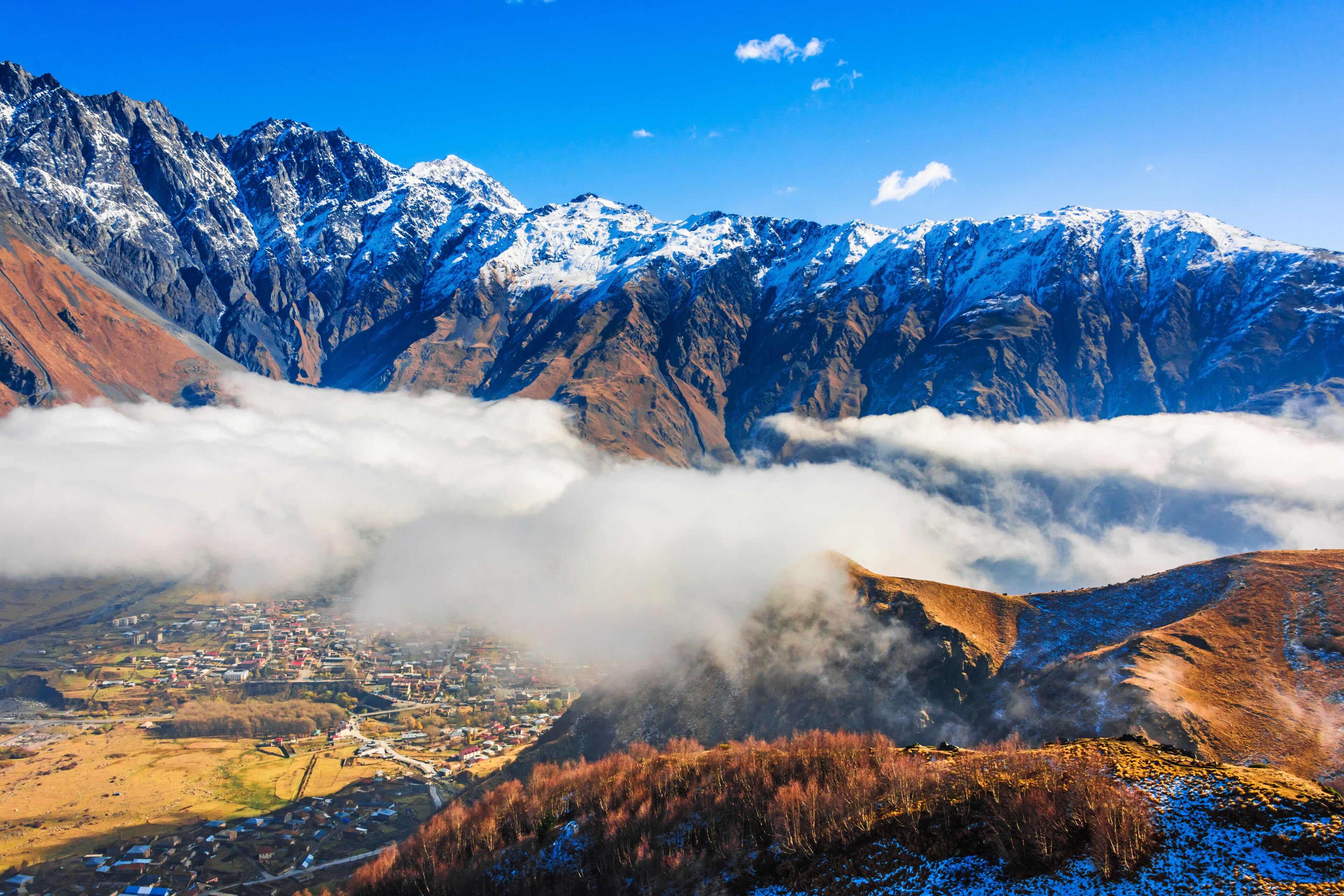 Mountains over Stepantsminda in the Khevi province, Georgia