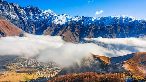 Mountains over Stepantsminda in the Khevi province, Georgia