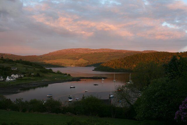 Loch a'Bhealaich Or perhaps better known as Tayvallich Bay. The natural protection provided by the rocky promontory Rubha Caol (with Rubha Grianain on the right hidden by trees) can clearly be seen.