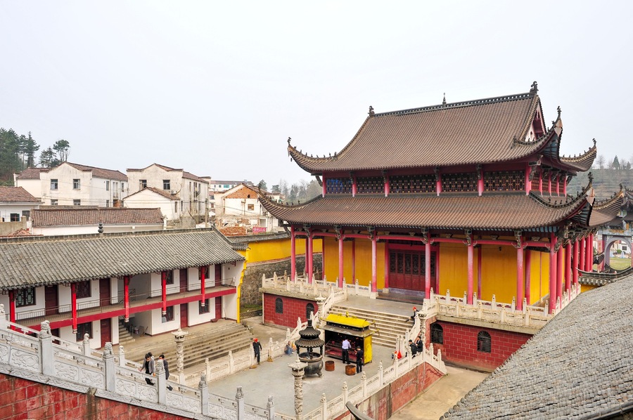 Jiuhua Mountain scenic spot, Qingyang County, Chizhou City, Anhui Province, China March 22, 2010: Chinese temple architecture