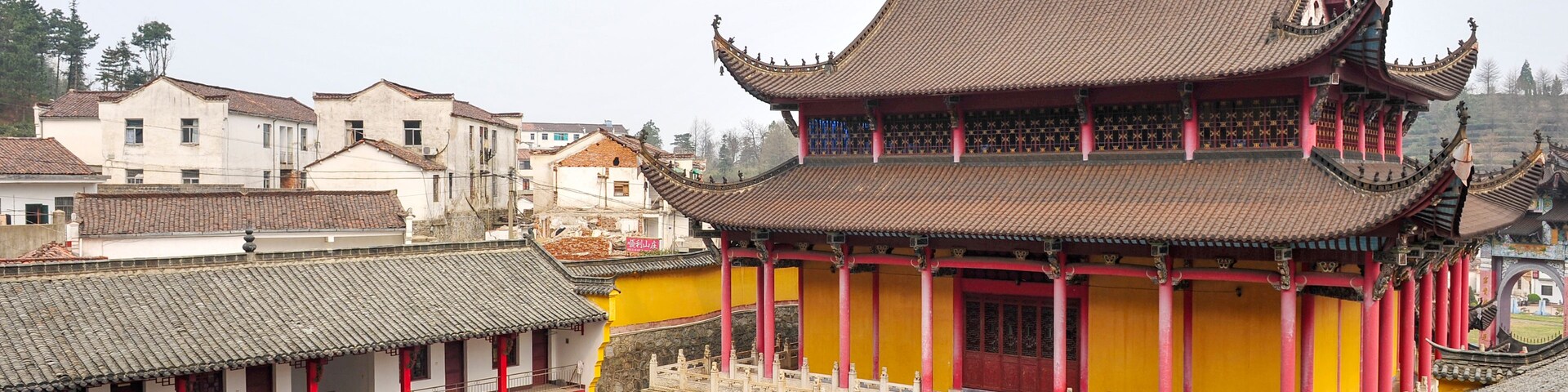 Jiuhua Mountain scenic spot, Qingyang County, Chizhou City, Anhui Province, China March 22, 2010: Chinese temple architecture