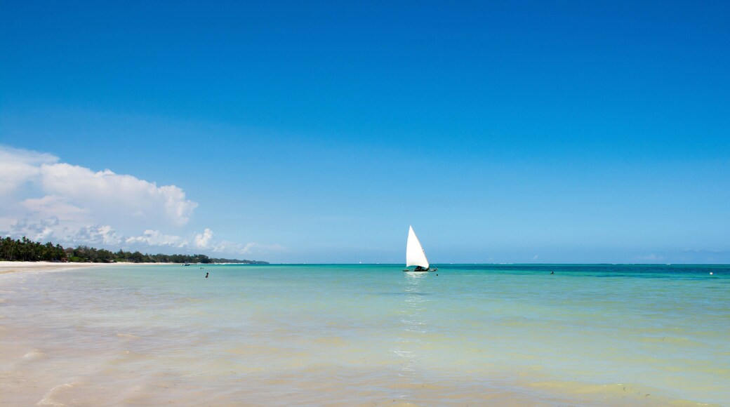 Sailboat at the diani beach in Kenya. Beautiful view on ocean