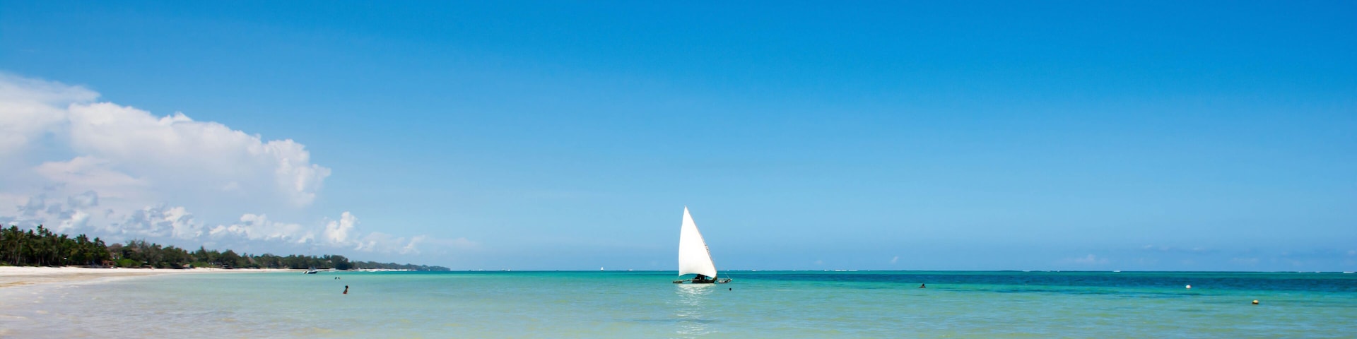 Sailboat at the diani beach in Kenya. Beautiful view on ocean