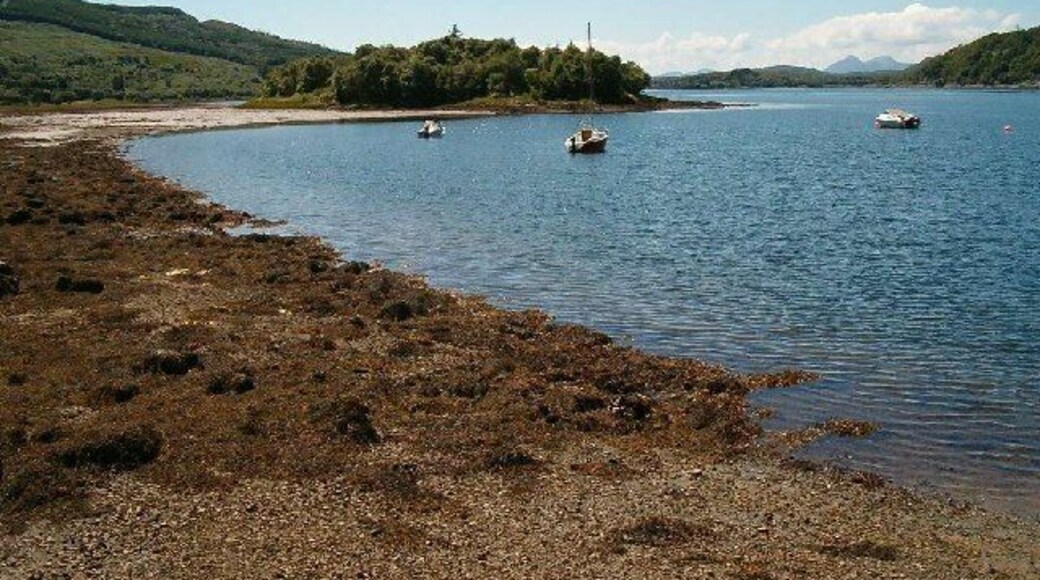 Eilean Mhartan on Loch Sween, Mid Argyll. The distant mountains are the Paps of Jura