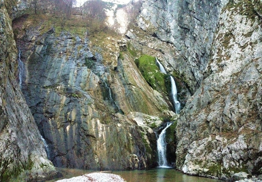Carsic waterfall in the municipality of Resia.