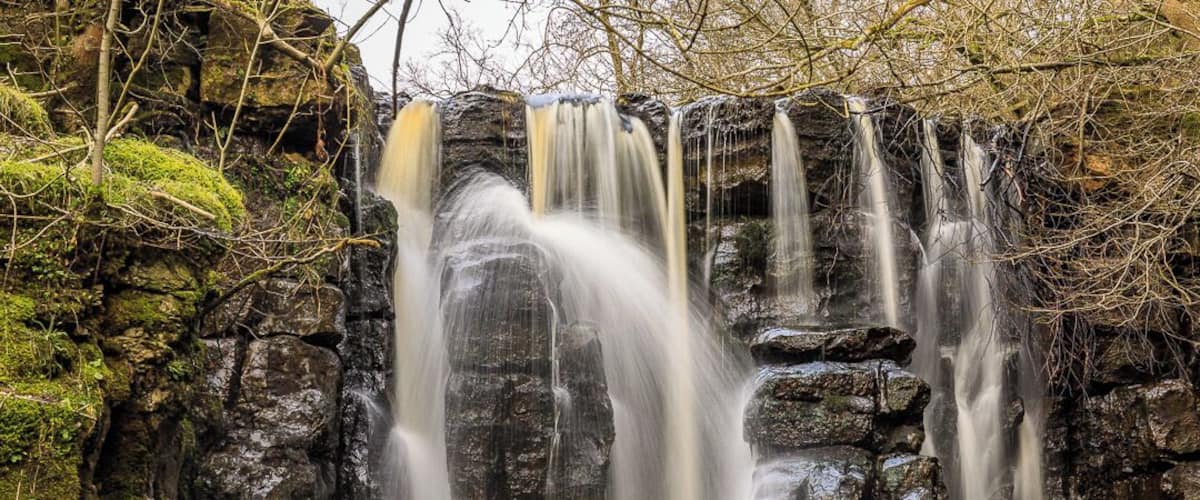 A view of Currack Force in Swaledale.
This is a wonderful waterfall not far from Keld, Swaledale in the Yorkshire Dales National Park.
What makes it impressive is the stack just in front of the falls.
It is not signposted and not on a footpath so you need to take a map to ensure you find it.