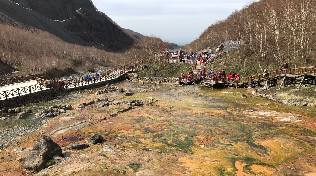 Sulfur hot springs are about 82 degrees.