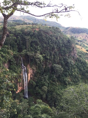 Waterfall hikes up to Livingstonia, Malawi. You can also stand at the top of the falls and in a cave behind them