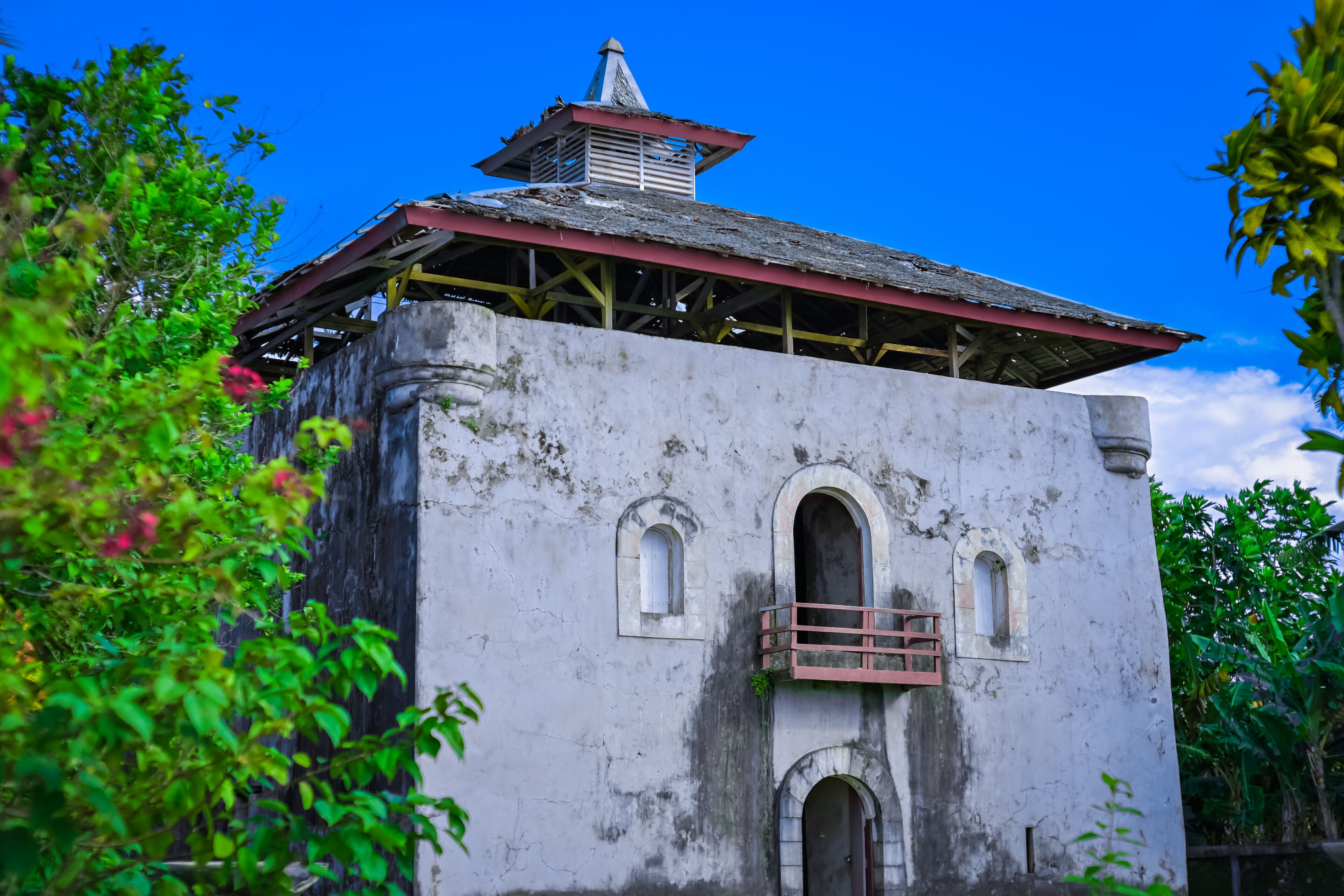 Beverwijk Fort. Architecture of a historic building from Dutch Colonial heritage on Nusalaut Island, Maluku, Indonesia