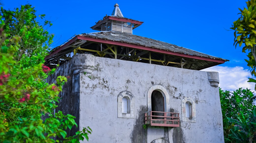 Beverwijk Fort. Architecture of a historic building from Dutch Colonial heritage on Nusalaut Island, Maluku, Indonesia