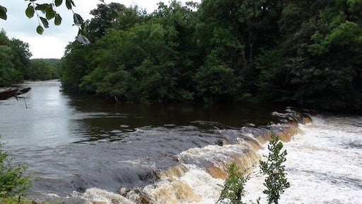Redmire Force taken from the south bank of the river Ure