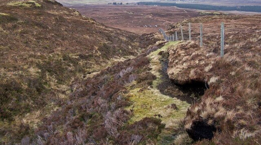 Valley on Ben Grasco A small burn has created a valley on the craggy north facing slope of the hill.