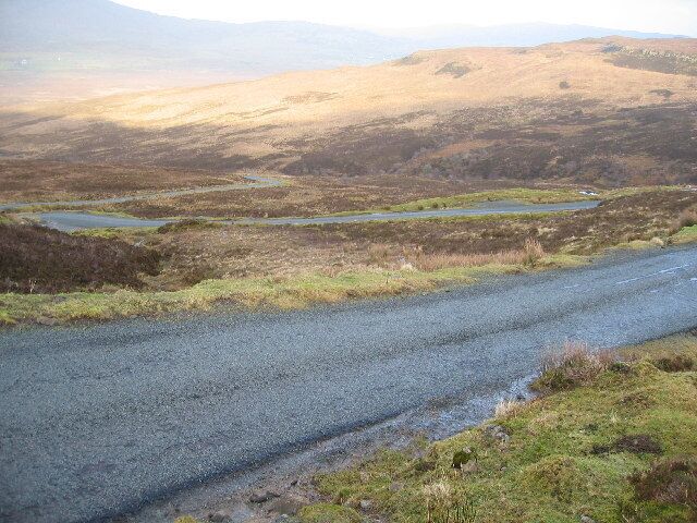 Glenmore Hairpins. Hairpin bends in the Glenmore road as it drops toward Glengrasco.