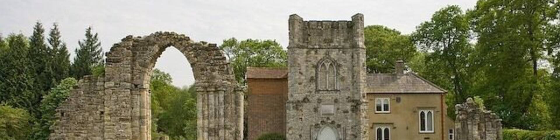 The Castle, Cranbury Park. Built from fragments of the north transept of Netley Abbey moved to Cranbury Park in the 1760s