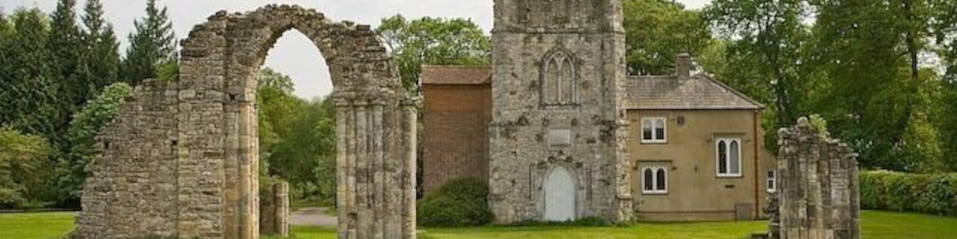 The Castle, Cranbury Park. Built from fragments of the north transept of Netley Abbey moved to Cranbury Park in the 1760s
