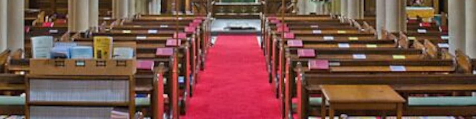 Interior of All Saints Church, Hursley The church is actually quite dark. This is a combination of two exposures to retain detail in the east window.