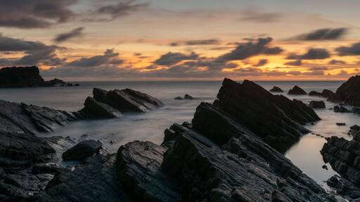 Hartland quay sunset north devon coast beach england panorma