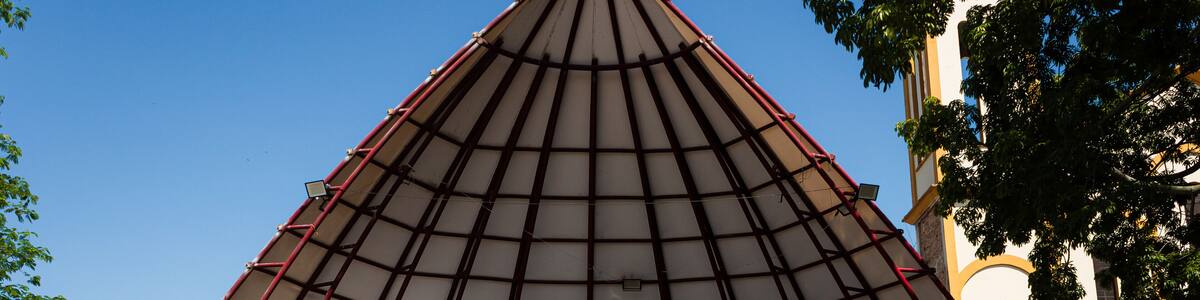 Concert and event stage in the main park of Tocaima - Colombia. Travel, vacation, tourism and entertainment concept