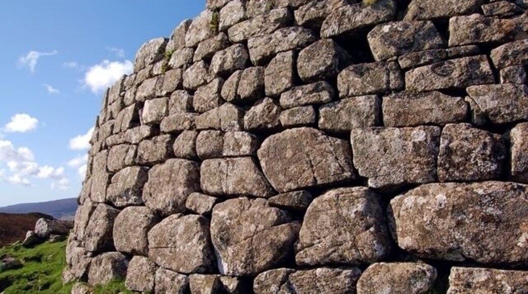 Iron Age wall A close view of part of the outer wall of Dun Hallin. The wall is 4m tall.