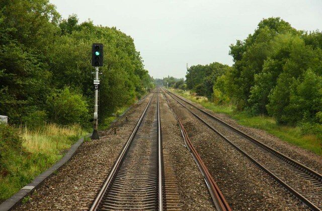 The railway line to Gloucester near Brookthorpe