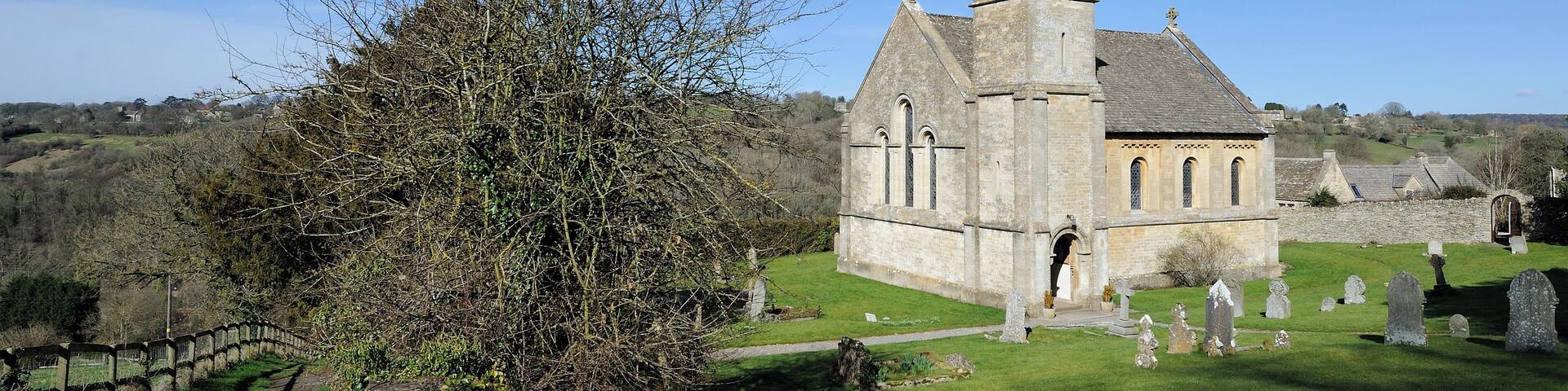 St Luke's Church in Frampton Mansell was built in 1843 by Lord Bathurst. The church sits on the top of a deep valley within the Cotswolds. The Italian style design is by J. Parish. There are a set of original five stained glass windows within the apse with one dedicated to Christ and one each for the apostles Matthew, Mark, Luke and John. St Luke's Church is an English Heritage Grade II Listed Building: http://list.english-heritage.org.uk/resultsingle.aspx?uid=1089675