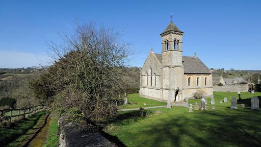 St Luke's Church in Frampton Mansell was built in 1843 by Lord Bathurst. The church sits on the top of a deep valley within the Cotswolds. The Italian style design is by J. Parish. There are a set of original five stained glass windows within the apse with one dedicated to Christ and one each for the apostles Matthew, Mark, Luke and John. St Luke's Church is an English Heritage Grade II Listed Building: http://list.english-heritage.org.uk/resultsingle.aspx?uid=1089675