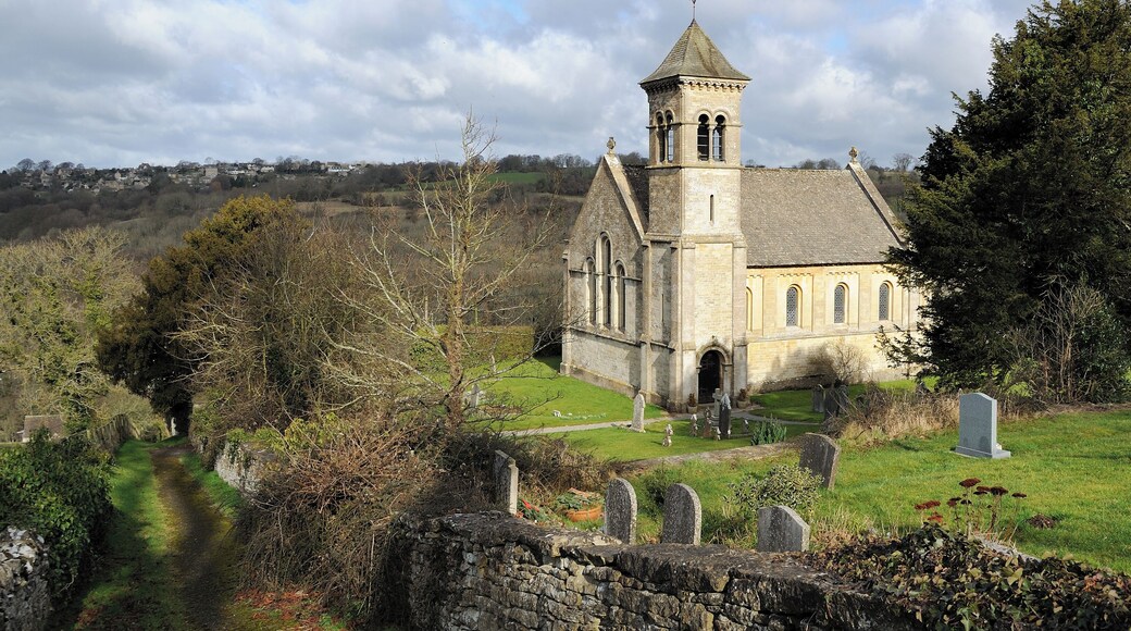 St Luke's Church in Frampton Mansell was built in 1843 by Lord Bathurst. The church sits on the top of a deep valley within the Cotswolds. The Italian style design is by J. Parish. There are a set of original five stained glass windows within the apse with one dedicated to Christ and one each for the apostles Matthew, Mark, Luke and John. St Luke's Church is an English Heritage Grade II Listed Building: http://list.english-heritage.org.uk/resultsingle.aspx?uid=1089675