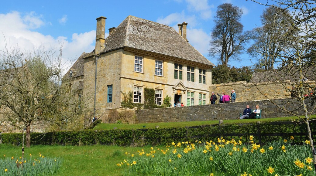 Snowshill Manor with Daffodils - Low view from the Orchard