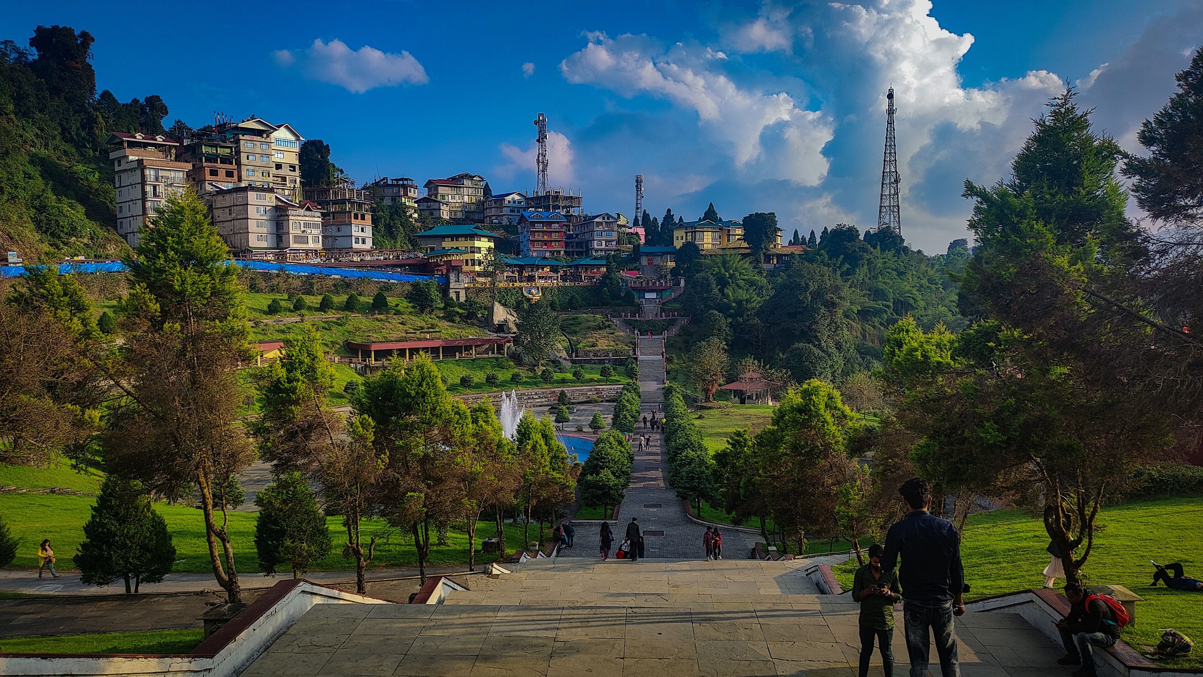 Gautama Buddha statue in the Buddha Park of Ravangla in South Sikkim, India. Also known as Tathagata Tsal. A popular tourist attraction.