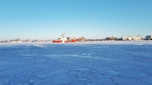 Frozen Detroit river