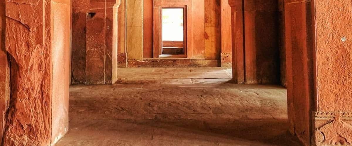 Akbar the great came to Fatehpur Sikri to seek the Salim Chishti, a Sufi saint during India's mughal era, to bless him with a son. As his second wife, the Hindu Queen, Jodhabai, gave birth to his first son shortly after, he claimed the city as his good luck charm and built here his palace. Though a Muslim king, he was greatly influenced by various religions. His encouragement of a multi-faith society is clearly apparent in Fatehpur Sikri, which is a fusion of Hindu, Christian, Buddhist and Muslim architecture and motifs.