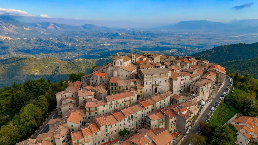 aerial pictures made with a dji mini 4 pro drone over Capranica Prenestina, Lazio, Italy.