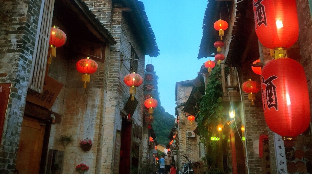 Raise the Red Lanterns. What a joy to walk along these quiet village streets lined with traditional lanterns. Huangyao 黄姚. Guangxi, China.