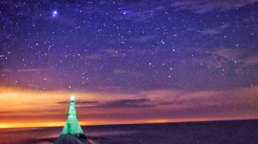 A nightscape of the lighthouse in Erieau , Ont.
