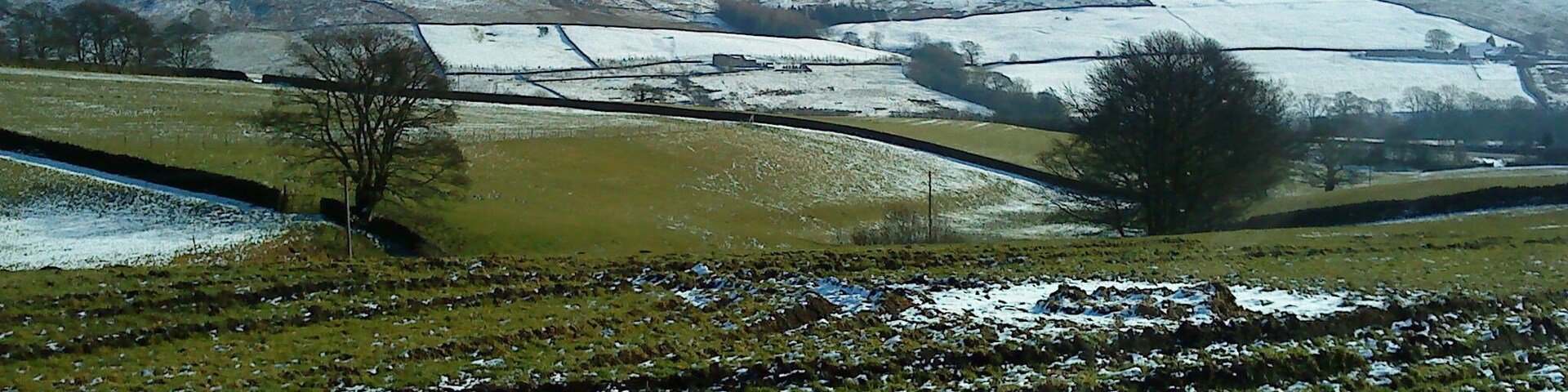 View from Low House Farm Although only 3 fields away, the A59 trunk road can niether be heard or seen from this point. In the distance is Beamsley Beacon covered in a dusting of snow.