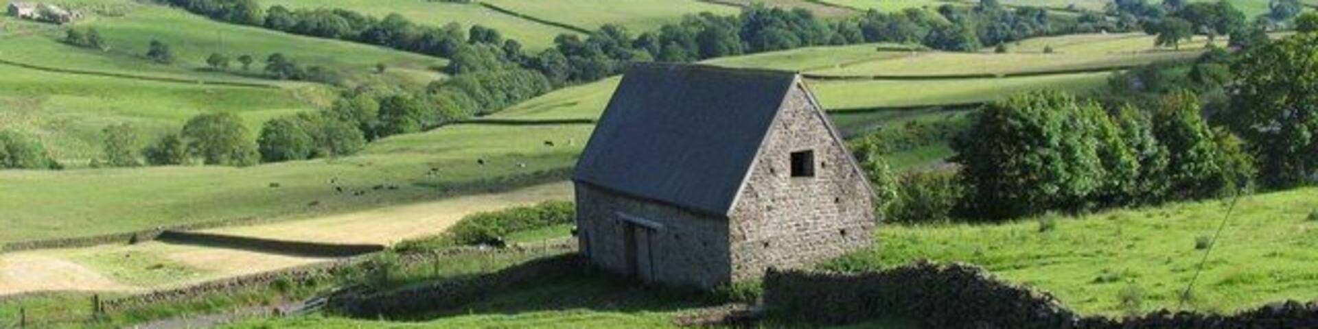 A Barn Looking south from Hill End towards Beamsley Beacon.