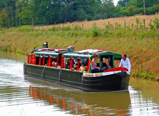 "Zachariah Keppel", trip boat, on the Wey & Arun Canal. The boat, operated by the Wey & Arun Canal Trust, is heading for Brewhurst Lock. It is licensed to carry 30 passengers.